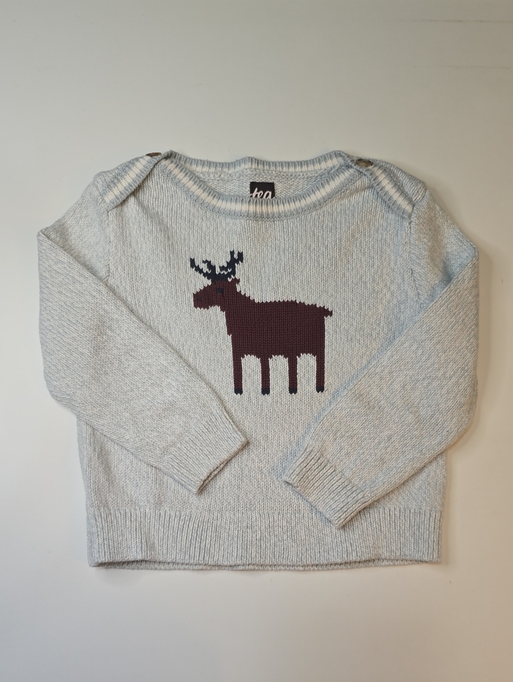 Tea Collection Light Gray Moose Knit Sweater